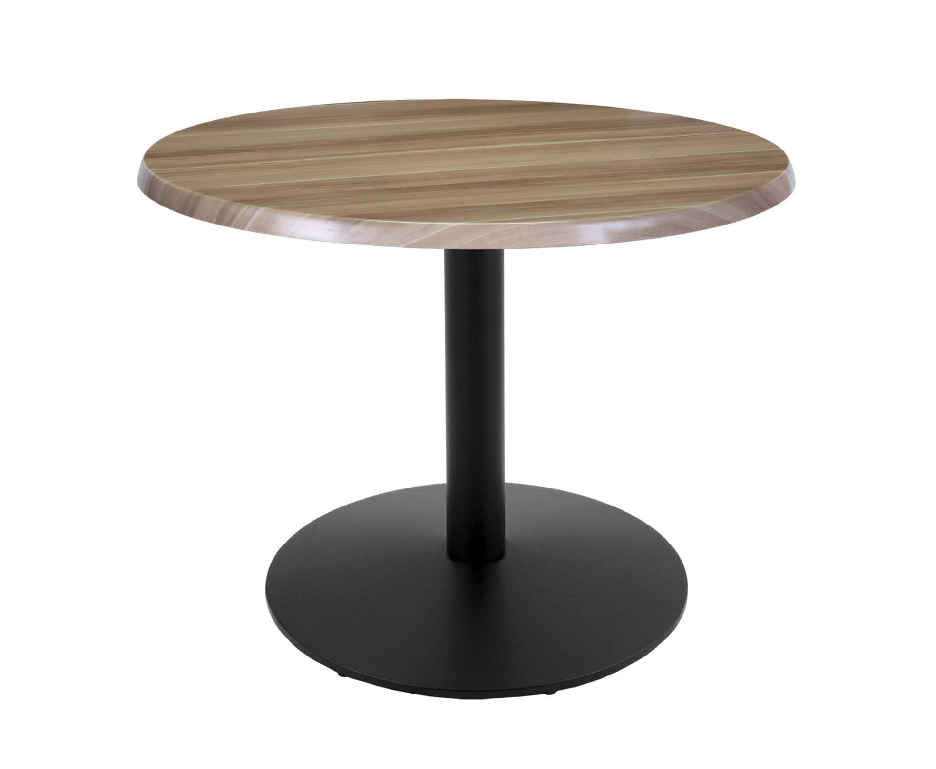 30-Inch Tall Indoor/Outdoor Table with 30-Inch Diameter Natural Round Top, Black Wrinkle Base, and 22-Inch Diameter Foot 1 30-Inch Tall Indoor/Outdoor Table with 30-Inch Diameter Natural Round Top, Black Wrinkle Base, and 22-Inch Diameter Foot
