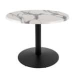 30-Inch Tall Indoor/Outdoor Table with 30-Inch Diameter White Marble Round Top, Black Wrinkle Base, and 22-Inch Diameter Foot 6 30-Inch Tall Indoor/Outdoor Table with 30-Inch Diameter White Marble Round Top, Black Wrinkle Base, and 22-Inch Diameter Foot