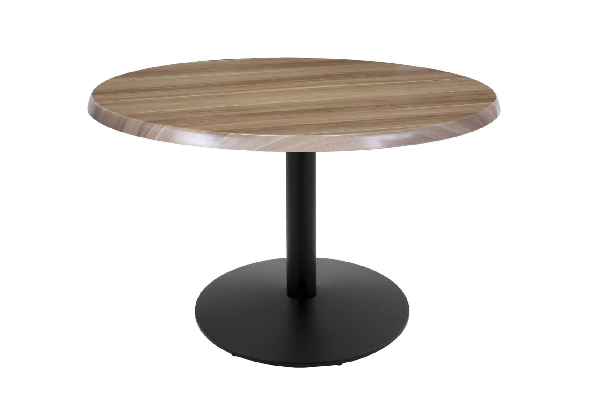 30-Inch Tall Indoor/Outdoor Table with 36-Inch Diameter Natural Round Top, Black Wrinkle Base, and 22-Inch Diameter Foot 1 30-Inch Tall Indoor/Outdoor Table with 36-Inch Diameter Natural Round Top, Black Wrinkle Base, and 22-Inch Diameter Foot
