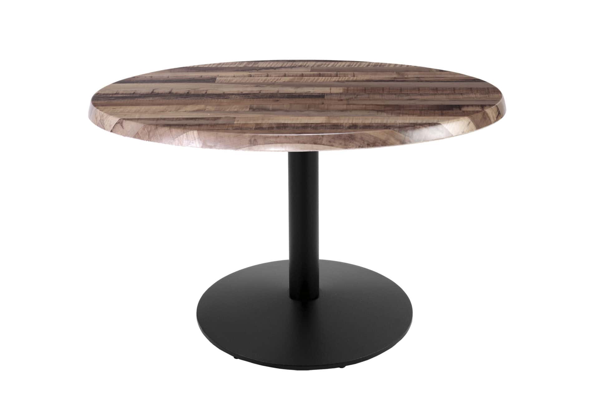 30-Inch Tall Indoor/Outdoor Table with 36-Inch Diameter Rustic Round Top, Black Wrinkle Base, and 22-Inch Diameter Foot 1 30-Inch Tall Indoor/Outdoor Table with 36-Inch Diameter Rustic Round Top, Black Wrinkle Base, and 22-Inch Diameter Foot