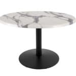 30-Inch Tall Indoor/Outdoor Table with 36-Inch Diameter White Marble Round Top, Black Wrinkle Base, and 22-Inch Diameter Foot 6 30-Inch Tall Indoor/Outdoor Table with 36-Inch Diameter White Marble Round Top, Black Wrinkle Base, and 22-Inch Diameter Foot