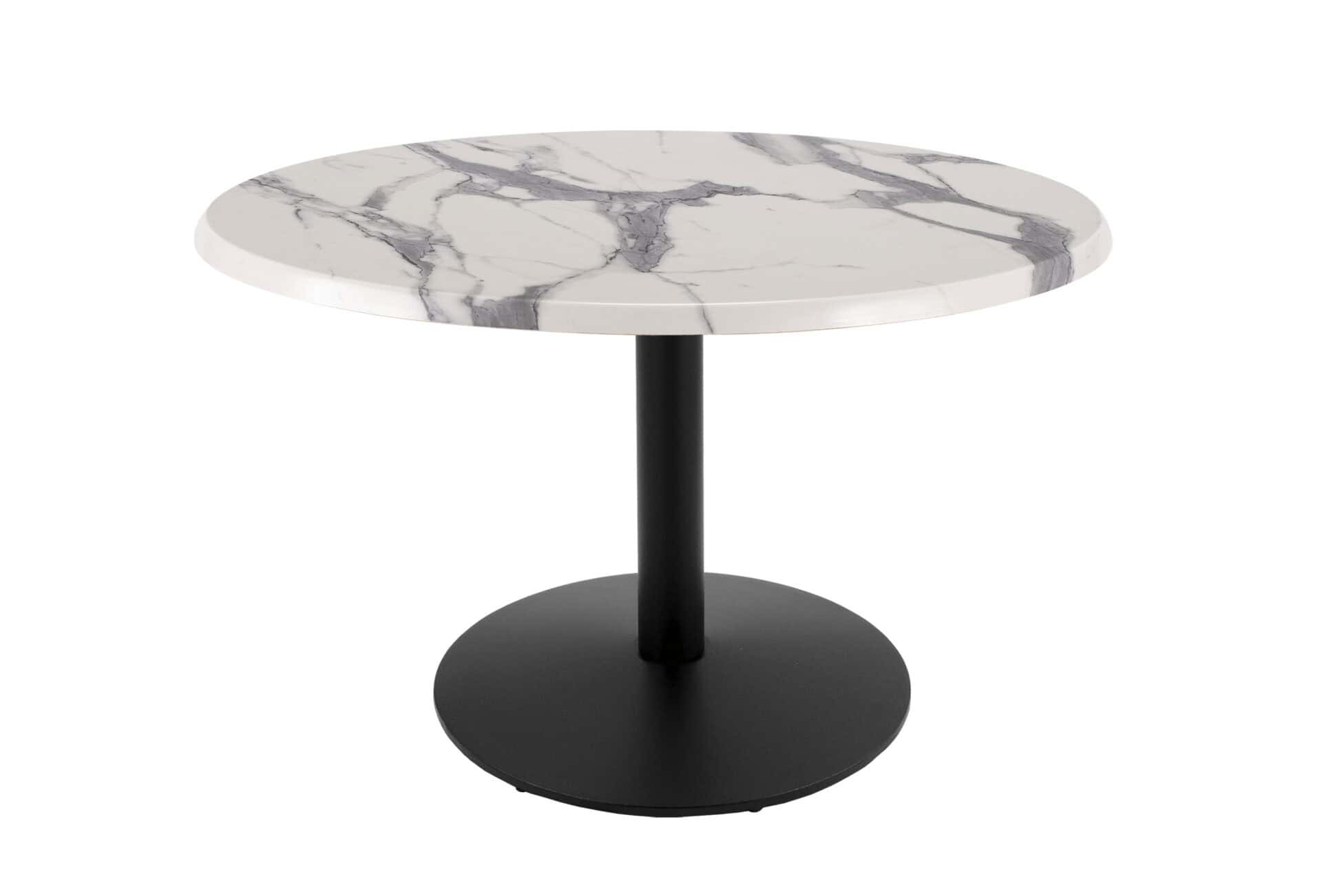 30-Inch Tall Indoor/Outdoor Table with 36-Inch Diameter White Marble Round Top, Black Wrinkle Base, and 22-Inch Diameter Foot 1 30-Inch Tall Indoor/Outdoor Table with 36-Inch Diameter White Marble Round Top, Black Wrinkle Base, and 22-Inch Diameter Foot