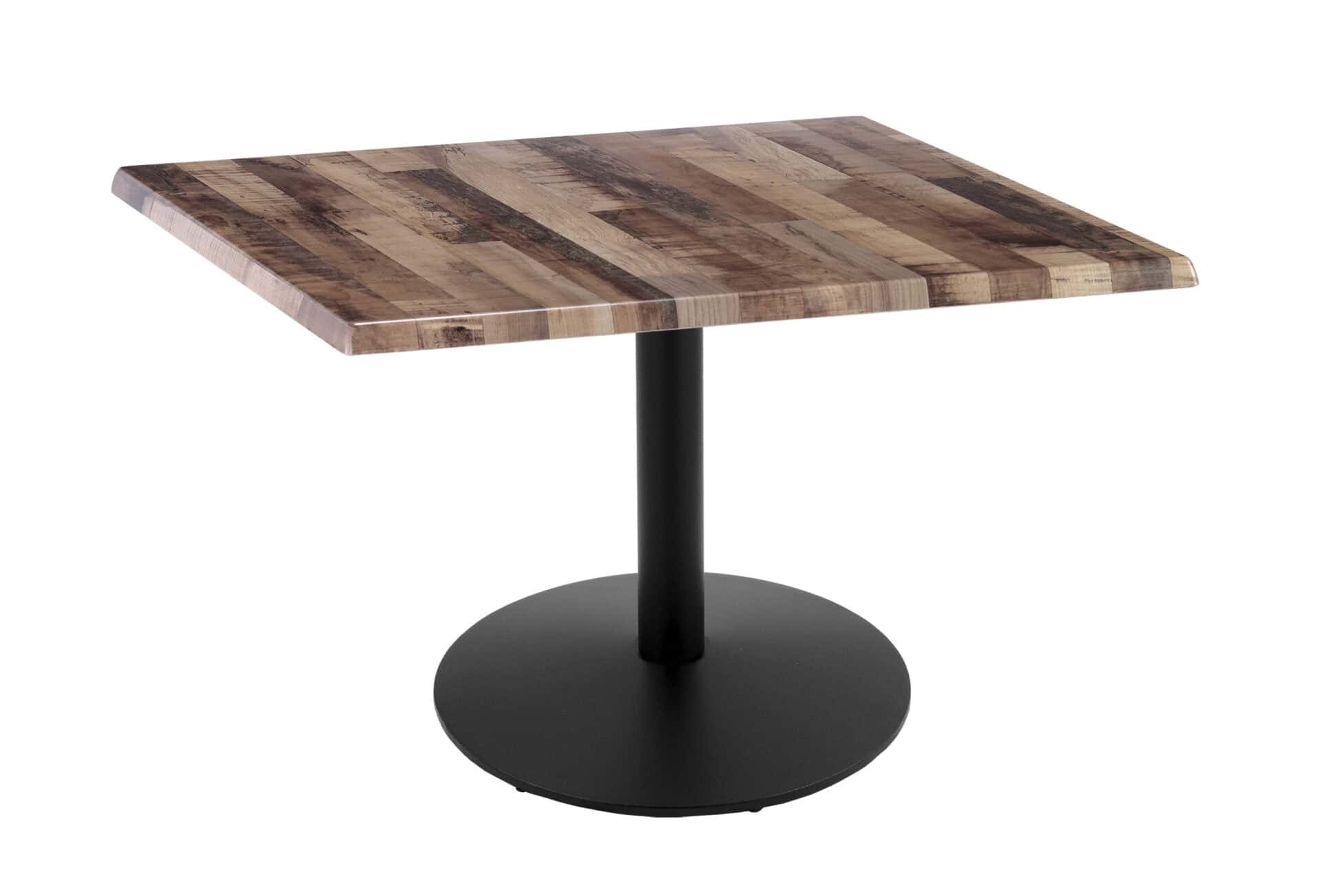 30-Inch Tall Indoor/Outdoor Table with 36 x 36-Inch Diameter Rustic Square Top, Black Wrinkle Base, and 22-Inch Diameter Foot 1 30-Inch Tall Indoor/Outdoor Table with 36 x 36-Inch Diameter Rustic Square Top, Black Wrinkle Base, and 22-Inch Diameter Foot