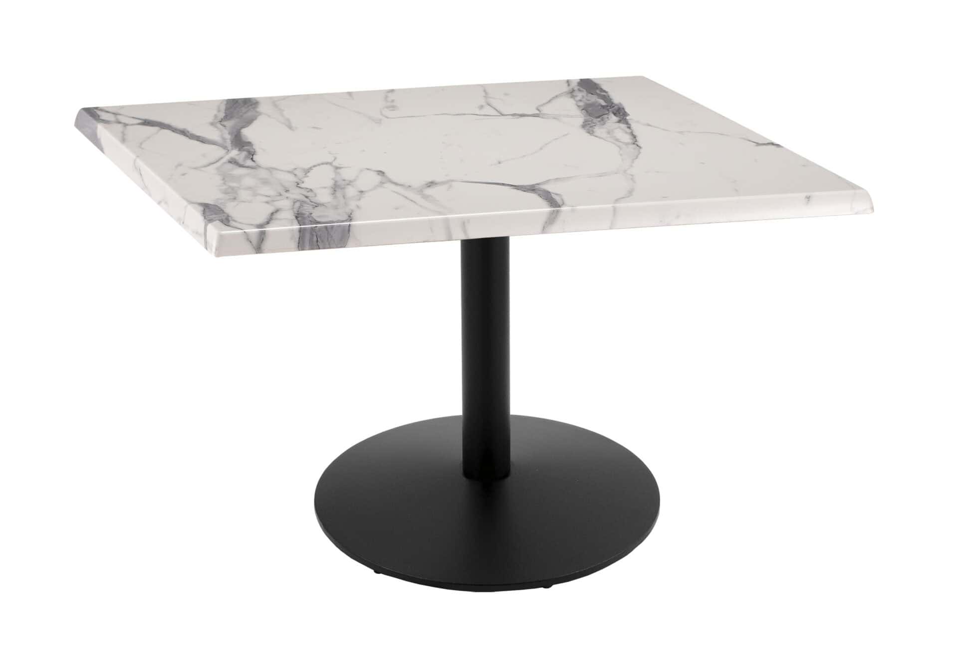 30-Inch Tall Indoor/Outdoor Table with 36 x 36-Inch Diameter White Marble Square Top, Black Wrinkle Base, and 22-Inch Diameter Foot 1 30-Inch Tall Indoor/Outdoor Table with 36 x 36-Inch Diameter White Marble Square Top, Black Wrinkle Base, and 22-Inch Diameter Foot