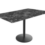 30-Inch Tall Indoor/Outdoor Table with 32 x 48-Inch Diameter Black Marble Rectangle Top, Black Wrinkle Base, and 22-Inch Diameter Foot