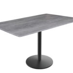 30-Inch Tall Indoor/Outdoor Table with 32 x 48-Inch Diameter Greystone Rectangle Top, Black Wrinkle Base, and 22-Inch Diameter Foot