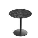 30-Inch Tall Indoor/Outdoor Table with 36-Inch Diameter Black Marble Round Top, Black Wrinkle Base, and 22-Inch Diameter Foot