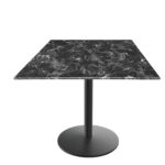 30-Inch Tall Indoor/Outdoor Table with 36 x 36-Inch Diameter Black Marble Square Top, Black Wrinkle Base, and 22-Inch Diameter Foot