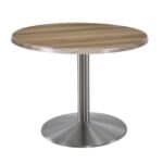 30-Inch Tall Indoor/Outdoor Table with 30-Inch Diameter Natural Round Top, Stainless Steel Base, and 22-Inch Diameter Foot