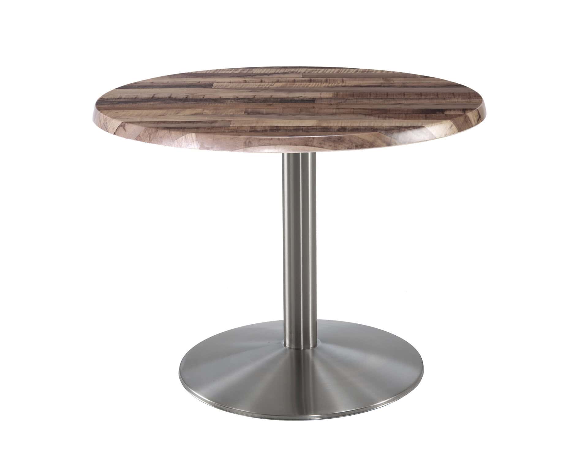 30-Inch Tall Indoor/Outdoor Table with 30-Inch Diameter Rustic Round Top, Stainless Steel Base, and 22-Inch Diameter Foot 6 30-Inch Tall Indoor/Outdoor Table with 30-Inch Diameter Rustic Round Top, Stainless Steel Base, and 22-Inch Diameter Foot