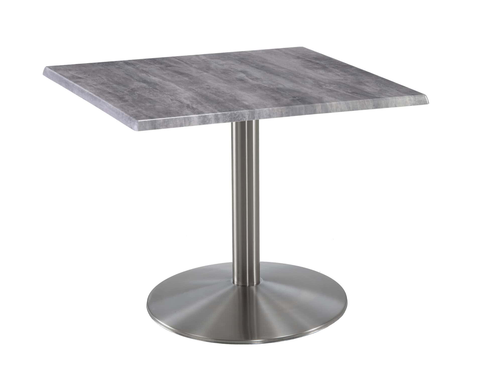 30-Inch Tall Indoor/Outdoor Table with 30 x 30-Inch Diameter Greystone Square Top, Stainless Steel Base, and 22-Inch Diameter Foot 1 30-Inch Tall Indoor/Outdoor Table with 30 x 30-Inch Diameter Greystone Square Top, Stainless Steel Base, and 22-Inch Diameter Foot