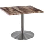 30-Inch Tall Indoor/Outdoor Table with 30 x 30-Inch Diameter Rustic Square Top, Stainless Steel Base, and 22-Inch Diameter Foot