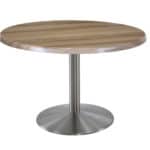 30-Inch Tall Indoor/Outdoor Table with 36-Inch Diameter Natural Round Top, Stainless Steel Base, and 22-Inch Diameter Foot