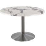 30-Inch Tall Indoor/Outdoor Table with 36-Inch Diameter White Marble Round Top, Stainless Steel Base, and 22-Inch Diameter Foot 6 30-Inch Tall Indoor/Outdoor Table with 36-Inch Diameter White Marble Round Top, Stainless Steel Base, and 22-Inch Diameter Foot