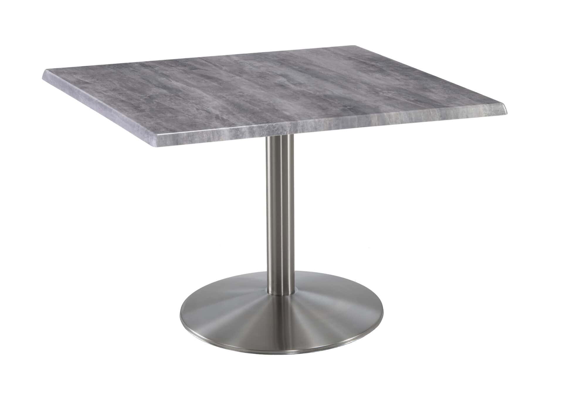 30-Inch Tall Indoor/Outdoor Table with 36 x 36-Inch Diameter Greystone Square Top, Stainless Steel Base, and 22-Inch Diameter Foot 1 30-Inch Tall Indoor/Outdoor Table with 36 x 36-Inch Diameter Greystone Square Top, Stainless Steel Base, and 22-Inch Diameter Foot