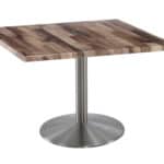 30-Inch Tall Indoor/Outdoor Table with 36 x 36-Inch Diameter Rustic Square Top, Stainless Steel Base, and 22-Inch Diameter Foot