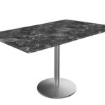 30-Inch Tall Indoor/Outdoor Table with 32 x 48-Inch Diameter Black Marble Rectangle Top, Stainless Steel Base, and 22-Inch Diameter Foot