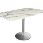30-Inch Tall Indoor/Outdoor Table with 32 x 48-Inch Diameter White Marble Rectangle Top, Stainless Steel Base, and 22-Inch Diameter Foot
