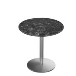 30-Inch Tall Indoor/Outdoor Table with 32-Inch Diameter Black Marble Round Top, Stainless Steel Base, and 22-Inch Diameter Foot