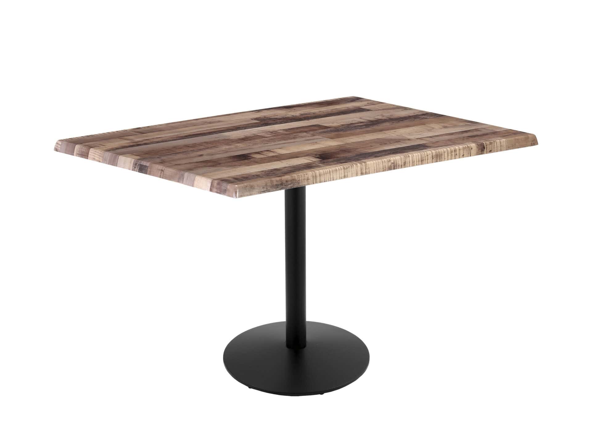 36-Inch Tall Indoor/Outdoor Table with 30 x 48-Inch Diameter Rustic Rectangle Top, Black Wrinkle Base, and 22-Inch Diameter Foot 1 36-Inch Tall Indoor/Outdoor Table with 30 x 48-Inch Diameter Rustic Rectangle Top, Black Wrinkle Base, and 22-Inch Diameter Foot