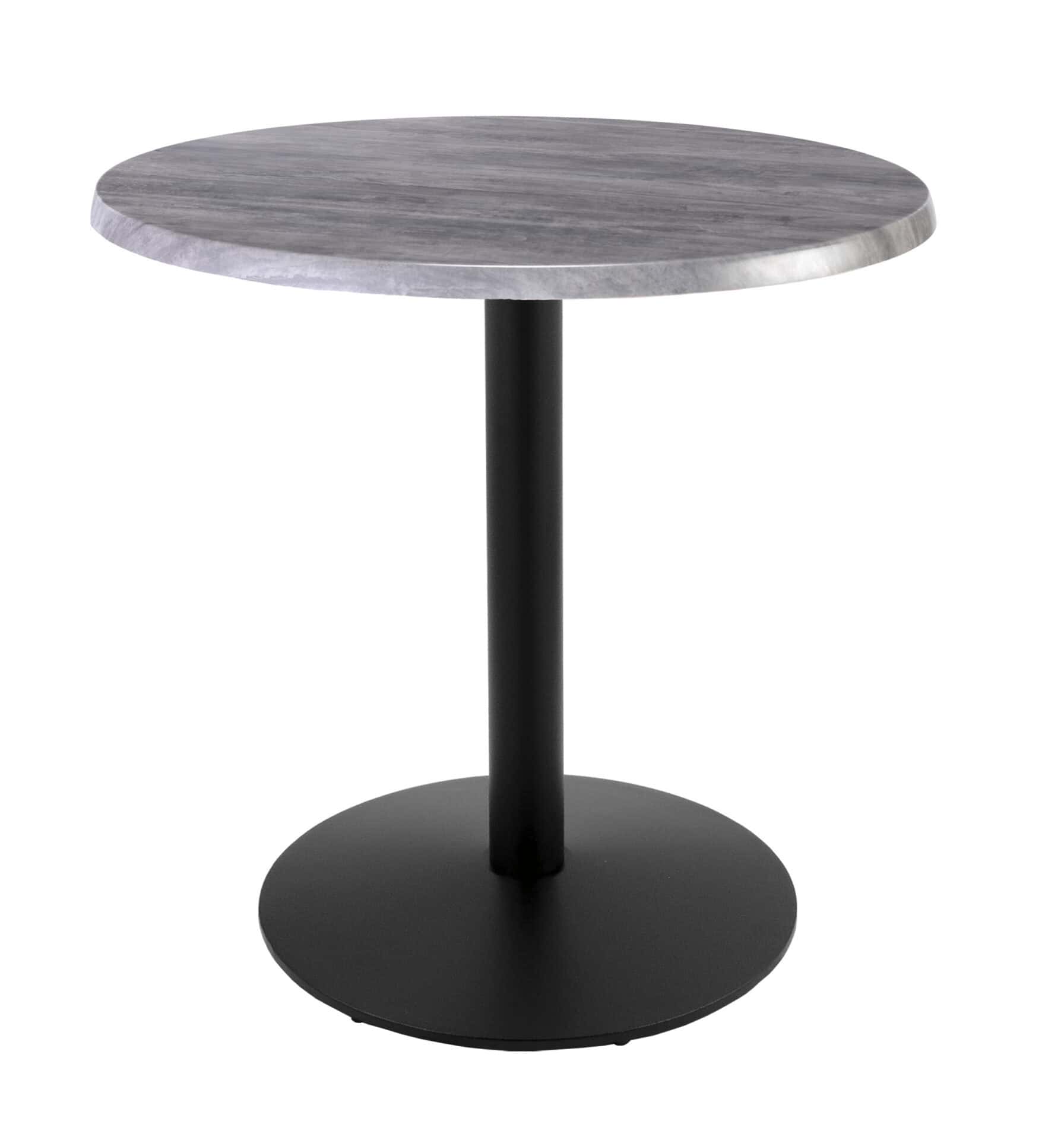 36-Inch Tall Indoor/Outdoor Table with 30-Inch Diameter Greystone Round Top, Black Wrinkle Base, and 22-Inch Diameter Foot 1 36-Inch Tall Indoor/Outdoor Table with 30-Inch Diameter Greystone Round Top, Black Wrinkle Base, and 22-Inch Diameter Foot