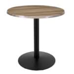 36-Inch Tall Indoor/Outdoor Table with 30-Inch Diameter Natural Round Top, Black Wrinkle Base, and 22-Inch Diameter Foot