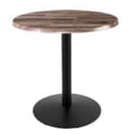 36-Inch Tall Indoor/Outdoor Table with 30-Inch Diameter Rustic Round Top, Black Wrinkle Base, and 22-Inch Diameter Foot