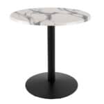 36-Inch Tall Indoor/Outdoor Table with 30-Inch Diameter White Marble Round Top, Black Wrinkle Base, and 22-Inch Diameter Foot 6 36-Inch Tall Indoor/Outdoor Table with 30-Inch Diameter White Marble Round Top, Black Wrinkle Base, and 22-Inch Diameter Foot