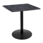 36-Inch Tall Indoor/Outdoor Table with 30 x 30-Inch Diameter Black Steel Square Top, Black Wrinkle Base, and 22-Inch Diameter Foot