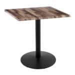 36-Inch Tall Indoor/Outdoor Table with 30 x 30-Inch Diameter Rustic Square Top, Black Wrinkle Base, and 22-Inch Diameter Foot 6 36-Inch Tall Indoor/Outdoor Table with 30 x 30-Inch Diameter Rustic Square Top, Black Wrinkle Base, and 22-Inch Diameter Foot