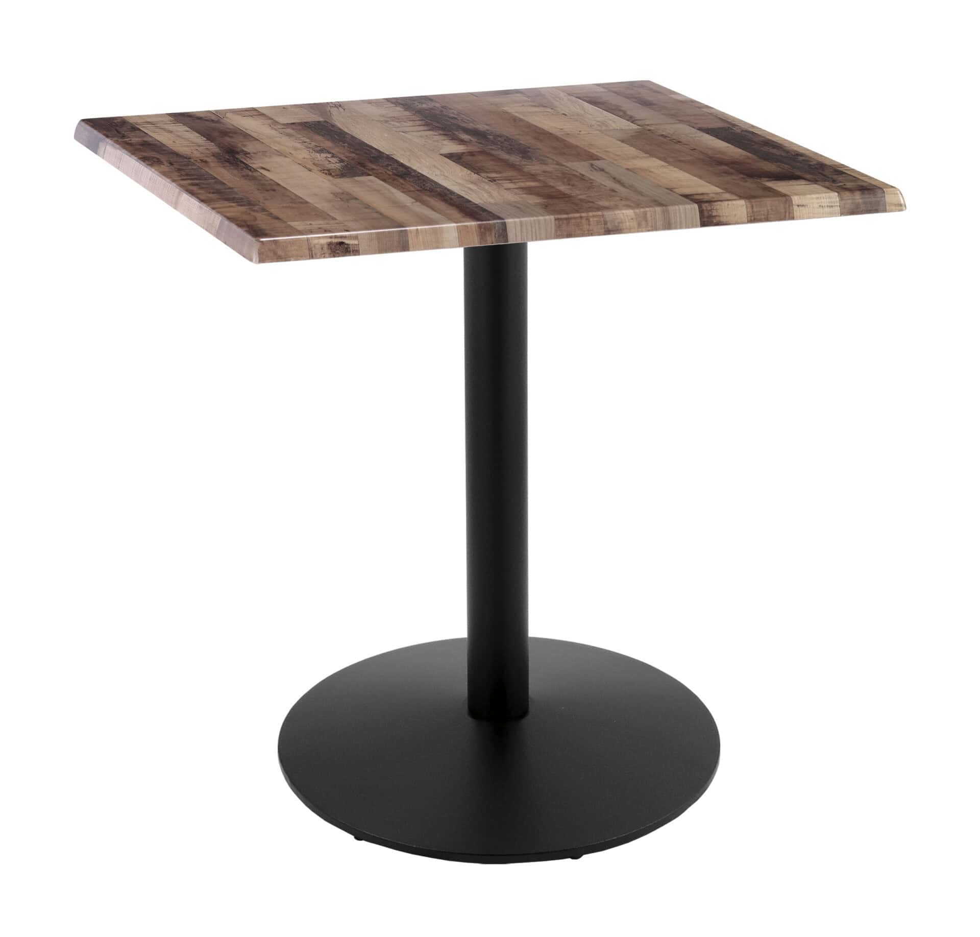 36-Inch Tall Indoor/Outdoor Table with 30 x 30-Inch Diameter Rustic Square Top, Black Wrinkle Base, and 22-Inch Diameter Foot 1 36-Inch Tall Indoor/Outdoor Table with 30 x 30-Inch Diameter Rustic Square Top, Black Wrinkle Base, and 22-Inch Diameter Foot