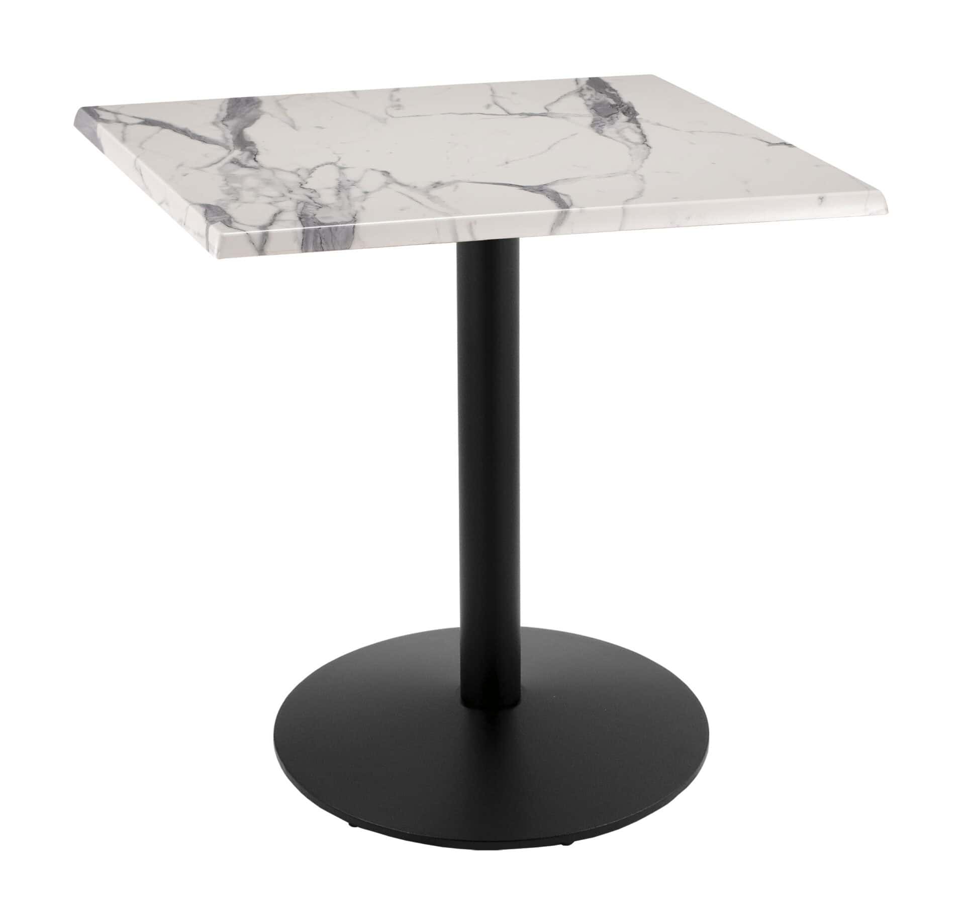 36-Inch Tall Indoor/Outdoor Table with 30 x 30-Inch Diameter White Marble Square Top, Black Wrinkle Base, and 22-Inch Diameter Foot 1 36-Inch Tall Indoor/Outdoor Table with 30 x 30-Inch Diameter White Marble Square Top, Black Wrinkle Base, and 22-Inch Diameter Foot