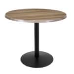 36-Inch Tall Indoor/Outdoor Table with 36-Inch Diameter Natural Round Top, Black Wrinkle Base, and 22-Inch Diameter Foot