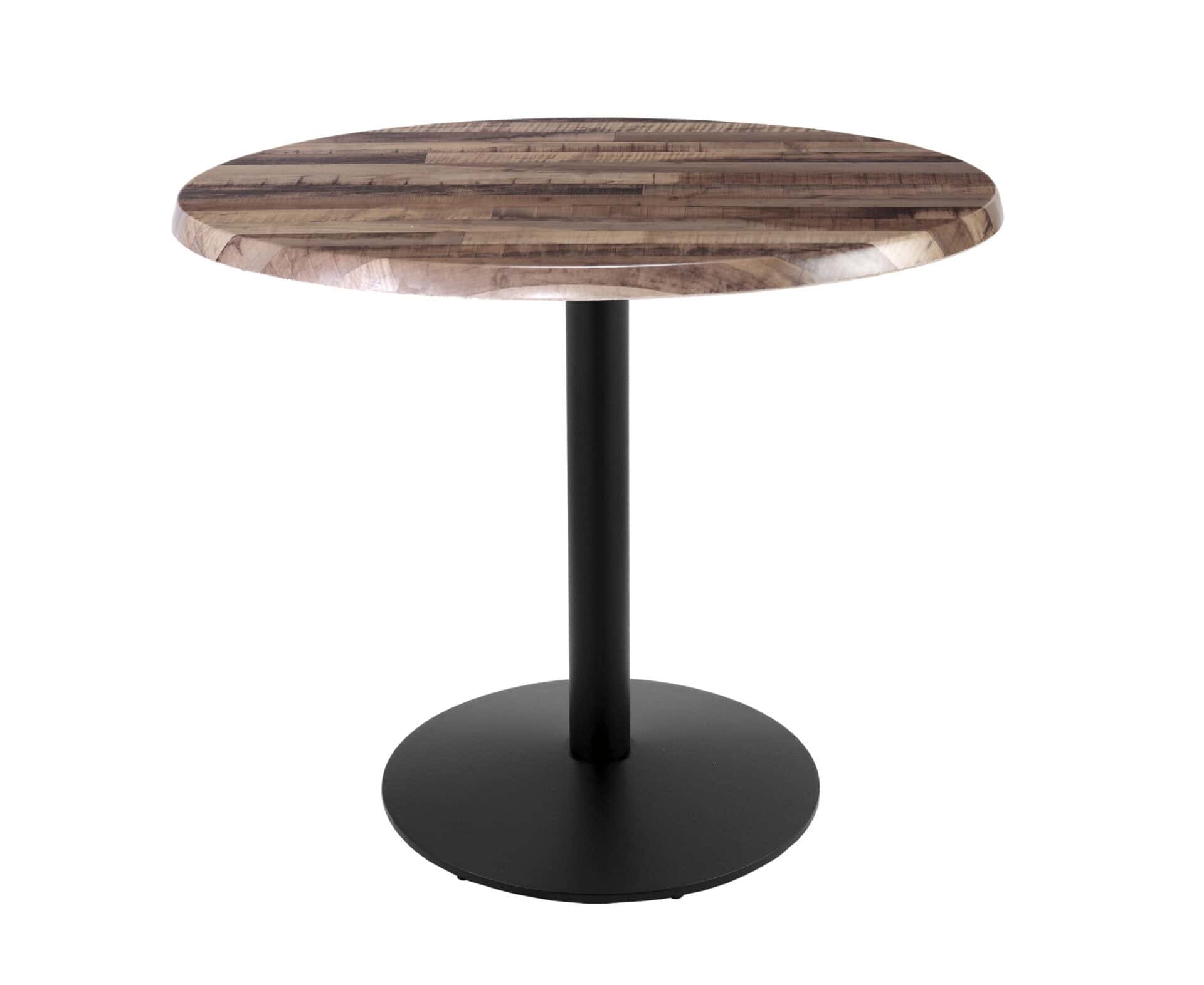 36-Inch Tall Indoor/Outdoor Table with 36-Inch Diameter Rustic Round Top, Black Wrinkle Base, and 22-Inch Diameter Foot 1 36-Inch Tall Indoor/Outdoor Table with 36-Inch Diameter Rustic Round Top, Black Wrinkle Base, and 22-Inch Diameter Foot
