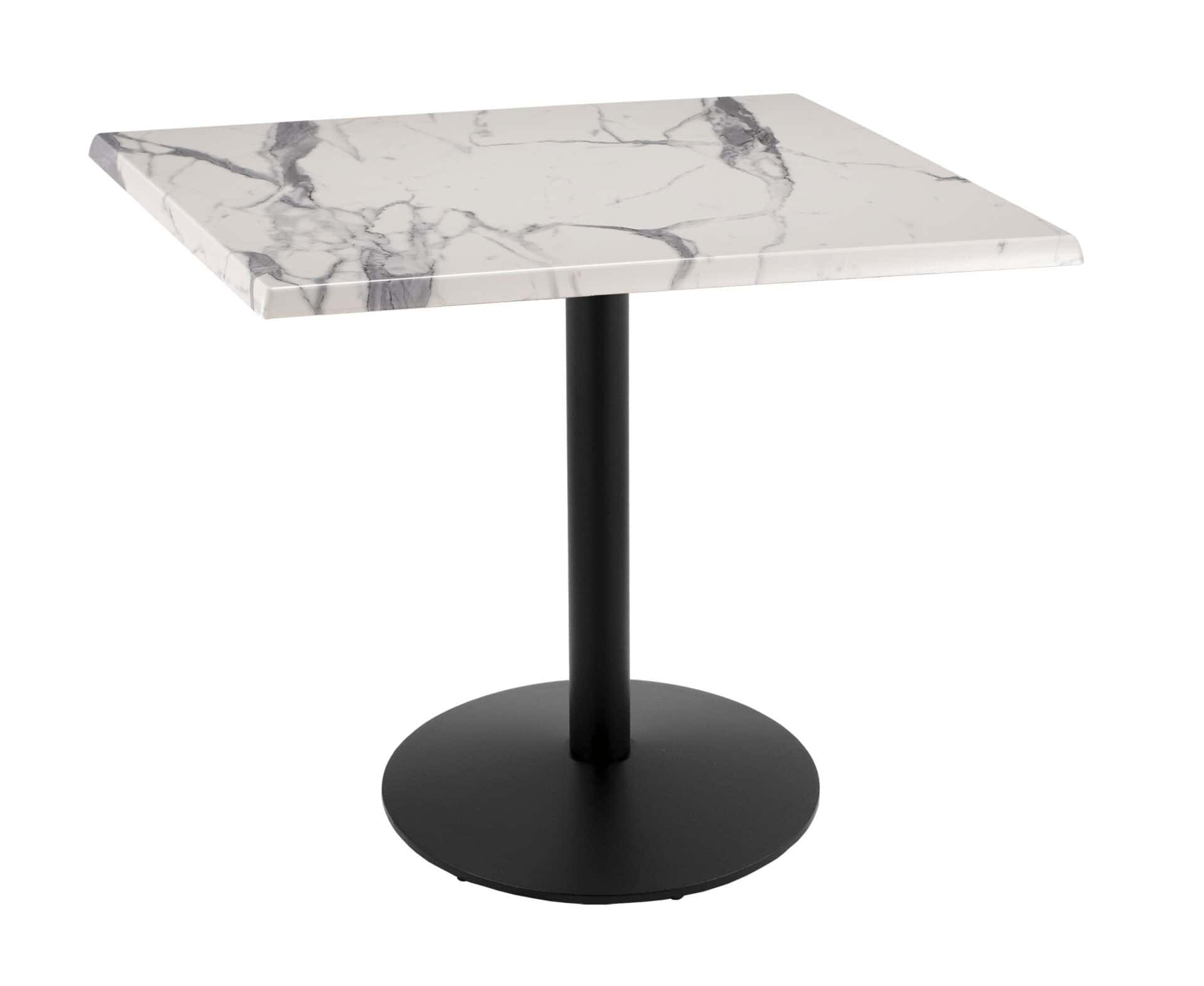 36-Inch Tall Indoor/Outdoor Table with 36 x 36-Inch Diameter White Marble Square Top, Black Wrinkle Base, and 22-Inch Diameter Foot 1 36-Inch Tall Indoor/Outdoor Table with 36 x 36-Inch Diameter White Marble Square Top, Black Wrinkle Base, and 22-Inch Diameter Foot