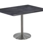 36-Inch Tall Indoor/Outdoor Table with 30 x 48-Inch Diameter Black Steel Rectangle Top, Stainless Steel Base, and 22-Inch Diameter Foot
