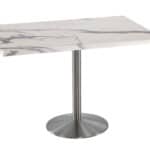36-Inch Tall Indoor/Outdoor Table with 30 x 48-Inch Diameter White Marble Rectangle Top, Stainless Steel Base, and 22-Inch Diameter Foot 6 36-Inch Tall Indoor/Outdoor Table with 30 x 48-Inch Diameter White Marble Rectangle Top, Stainless Steel Base, and 22-Inch Diameter Foot