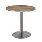 36-Inch Tall Indoor/Outdoor Table with 30-Inch Diameter Natural Round Top, Stainless Steel Base, and 22-Inch Diameter Foot