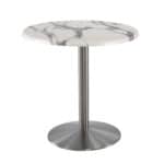 36-Inch Tall Indoor/Outdoor Table with 30-Inch Diameter White Marble Round Top, Stainless Steel Base, and 22-Inch Diameter Foot 6 36-Inch Tall Indoor/Outdoor Table with 30-Inch Diameter White Marble Round Top, Stainless Steel Base, and 22-Inch Diameter Foot