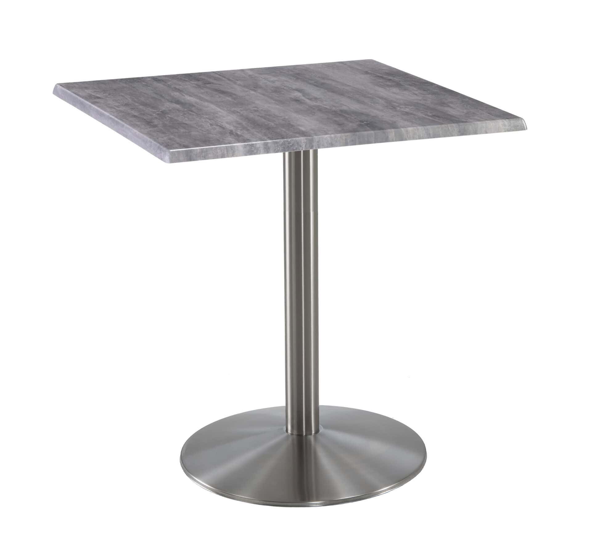 36-Inch Tall Indoor/Outdoor Table with 30 x 30-Inch Diameter Greystone Square Top, Stainless Steel Base, and 22-Inch Diameter Foot 1 36-Inch Tall Indoor/Outdoor Table with 30 x 30-Inch Diameter Greystone Square Top, Stainless Steel Base, and 22-Inch Diameter Foot