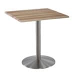 36-Inch Tall Indoor/Outdoor Table with 30 x 30-Inch Diameter Natural Square Top, Stainless Steel Base, and 22-Inch Diameter Foot