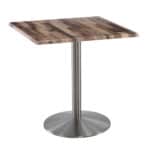 36-Inch Tall Indoor/Outdoor Table with 30 x 30-Inch Diameter Rustic Square Top, Stainless Steel Base, and 22-Inch Diameter Foot