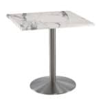 36-Inch Tall Indoor/Outdoor Table with 30 x 30-Inch Diameter White Marble Square Top, Stainless Steel Base, and 22-Inch Diameter Foot 6 36-Inch Tall Indoor/Outdoor Table with 30 x 30-Inch Diameter White Marble Square Top, Stainless Steel Base, and 22-Inch Diameter Foot