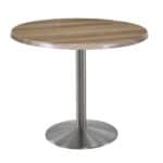 36-Inch Tall Indoor/Outdoor Table with 36-Inch Diameter Natural Round Top, Stainless Steel Base, and 22-Inch Diameter Foot