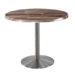 36-Inch Tall Indoor/Outdoor Table with 36-Inch Diameter Rustic Round Top, Stainless Steel Base, and 22-Inch Diameter Foot 6 36-Inch Tall Indoor/Outdoor Table with 36-Inch Diameter Rustic Round Top, Stainless Steel Base, and 22-Inch Diameter Foot