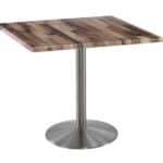 36-Inch Tall Indoor/Outdoor Table with 36 x 36-Inch Diameter Rustic Square Top, Stainless Steel Base, and 22-Inch Diameter Foot 6 36-Inch Tall Indoor/Outdoor Table with 36 x 36-Inch Diameter Rustic Square Top, Stainless Steel Base, and 22-Inch Diameter Foot