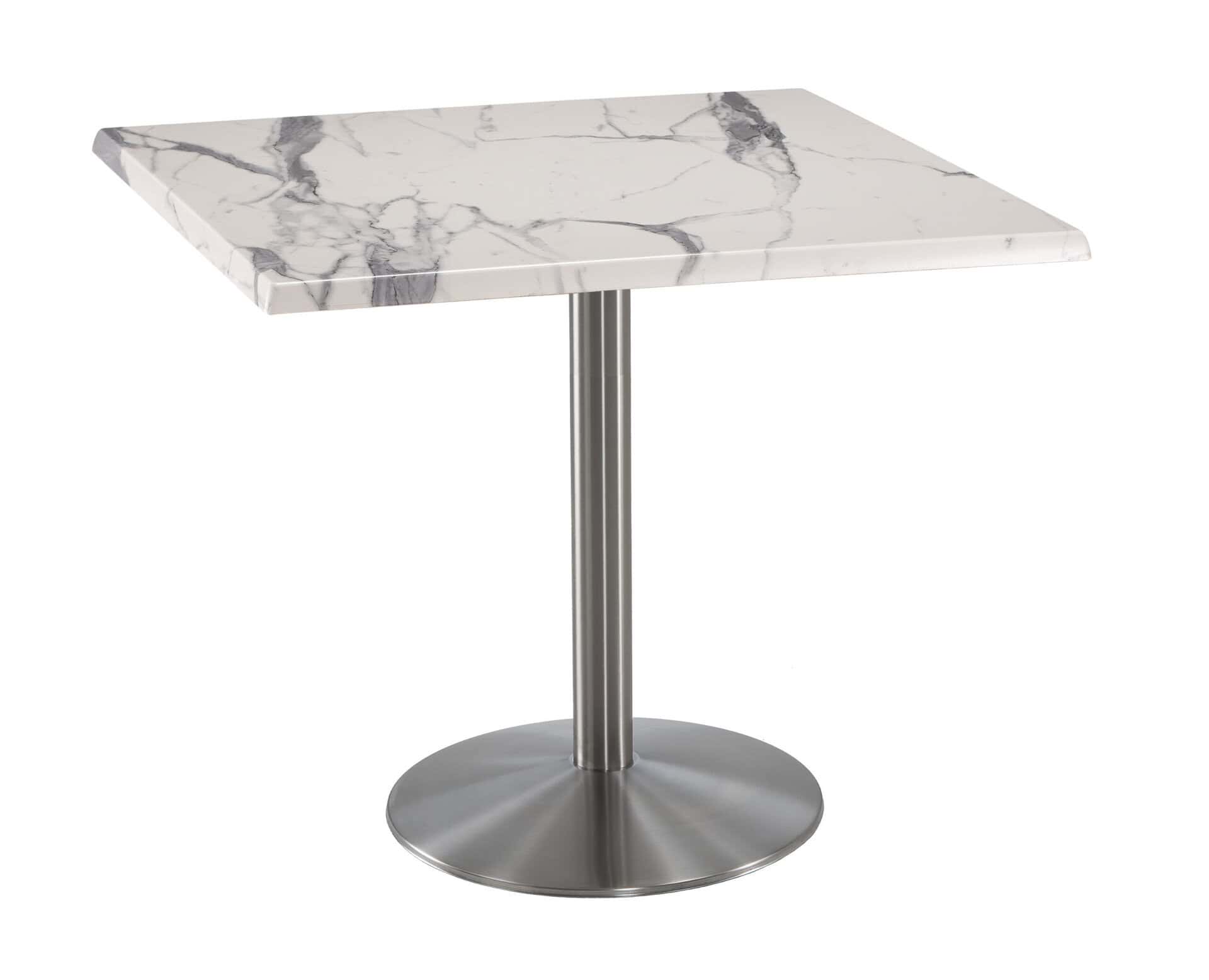 36-Inch Tall Indoor/Outdoor Table with 36 x 36-Inch Diameter White Marble Square Top, Stainless Steel Base, and 22-Inch Diameter Foot 6 36-Inch Tall Indoor/Outdoor Table with 36 x 36-Inch Diameter White Marble Square Top, Stainless Steel Base, and 22-Inch Diameter Foot