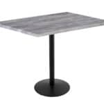 42-Inch Tall Indoor/Outdoor Table with 30 x 48-Inch Diameter Greystone Rectangle Top, Black Wrinkle Base, and 22-Inch Diameter Foot