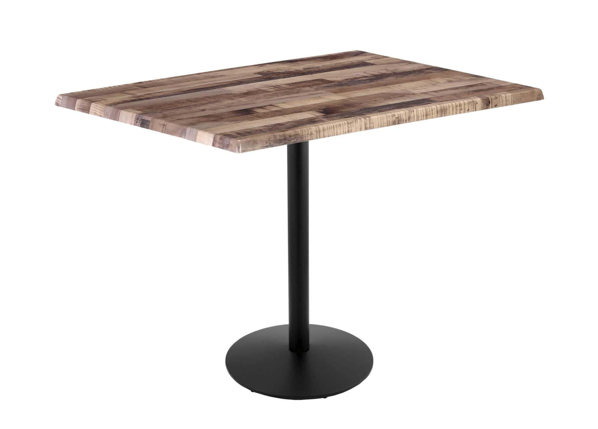 42-Inch Tall Indoor/Outdoor Table with 30 x 48-Inch Diameter Rustic Rectangle Top, Black Wrinkle Base, and 22-Inch Diameter Foot 1 42-Inch Tall Indoor/Outdoor Table with 30 x 48-Inch Diameter Rustic Rectangle Top, Black Wrinkle Base, and 22-Inch Diameter Foot