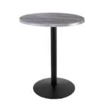 42-Inch Tall Indoor/Outdoor Table with 30-Inch Diameter Greystone Round Top, Black Wrinkle Base, and 22-Inch Diameter Foot